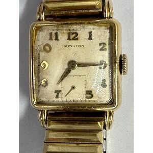Hamilton 747 Watch Vintage 10K Gold Plated Not Working Womens Speidel Band‎ 26MM